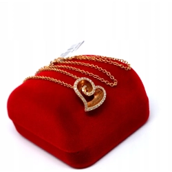 Złoty łańcuszek serce 0,22ct 14k 40cm .