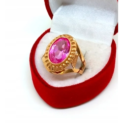 Złoty pierścionek z różowym oczkiem Pr.583 W:5,13gr R.14