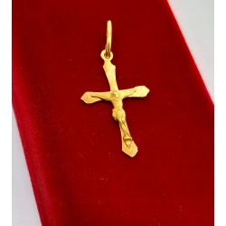 Złota zawieszka krzyżyk z Jezusem Pr.585 W: 0,73gr