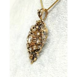 Złoty broszko wisior antyk Austro-Węgry Pr.583 diamenty 2,05ct