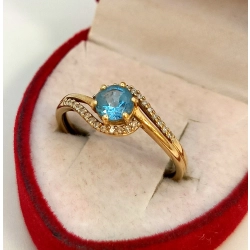Złoty pierścionek Topaz, diamenty Pr.585 W:1,65gr Rozm.15