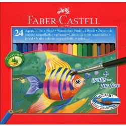 KREDKI AKWARELOWE Z PĘDZELKIEM RYBKA FABER-CASTELL 24