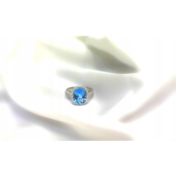 Pierścionek białe złoto 14kt brylant 0,31ct topaz 3,66ct