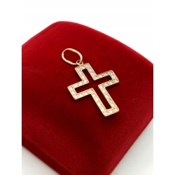 Złota zawieszka Krzyż z cyrkoniami PR.585 W:1,42gr