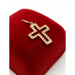Złota zawieszka Krzyż z cyrkoniami PR.585 W:1,42gr