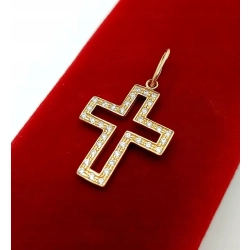 Złota zawieszka Krzyż z cyrkoniami PR.585 W:1,42gr