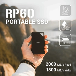 PNY RP60 2 TB USB Type-C 3.2 Gen 2 (3.1 Gen 2) Czarny odporny na wstrząsy