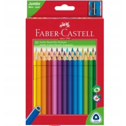 KREDKI JUMBO TRÓJKĄTNE 30 KOL OŁÓWKOWE + TEMPERÓWKA FABER-CASTELL oryginal