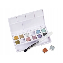 Farby akwarelowe Derwent Metallic Watercolor Pans – zestaw 12 sztuk