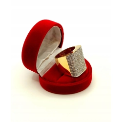 Złoty pierścionek szeroki Diamenty 70szt 3,5ct W:20,12 Pr.750 R.20