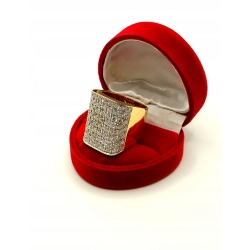 Złoty pierścionek szeroki Diamenty 70szt 3,5ct W:20,12 Pr.750 R.20