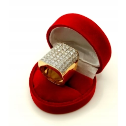 Złoty pierścionek szeroki Diamenty 70szt 3,5ct W:20,12 Pr.750 R.20
