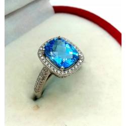 Złoty pierścionek Topaz Diamenty Pr.585 W:4,20gr Roz.12
