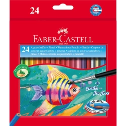 KREDKI AKWARELOWE Z PĘDZELKIEM RYBKA FABER-CASTELL 24