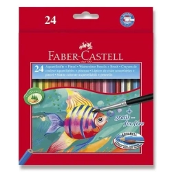 KREDKI AKWARELOWE Z PĘDZELKIEM RYBKA FABER-CASTELL 24