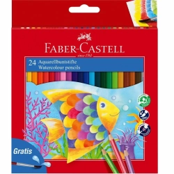 KREDKI AKWARELOWE Z PĘDZELKIEM RYBKA FABER-CASTELL 24