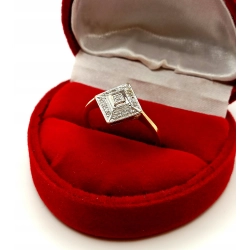 Złoty pierścionek z damentami Zpr.585 W:2,23gr 0,075ct roz.12