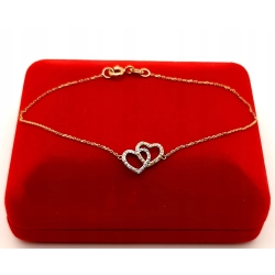 Złota bransoletka Serca diamenty APART PR.375 W:0,88gr Dł.19cm InterSKLEP