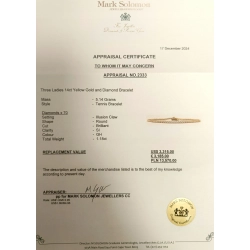 Złota bransoletka tenisówka z diamentami 1,18ct Pr.585 W:5,14gr 18cm
