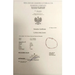 Złota bransoletka z Diamentami 50szt 1,94ct W:13,11gr Pr.585 18,8cm