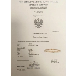 Złota bransoletka Diamenty 27szt 6,02ct Pr.750 W:20,55gr 17,5cm
