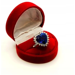 Pierścionek z platyny z Tanzanitem i Diamentami W:10,70gr Roz.16 unikat
