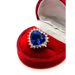 Pierścionek z platyny z Tanzanitem i Diamentami W:10,70gr Roz.16 unikat