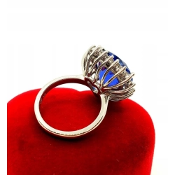 Pierścionek z platyny z Tanzanitem i Diamentami W:10,70gr Roz.16 unikat