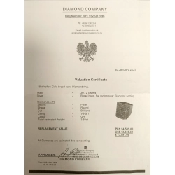 Złoty pierścionek sygnet szeroki z Diamentami 3,5ct Pr.750 W:20,12gr r.20
