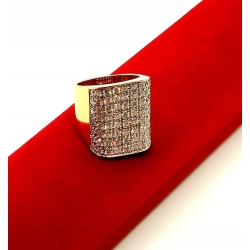 Złoty pierścionek sygnet szeroki z Diamentami 3,5ct Pr.750 W:20,12gr r.20