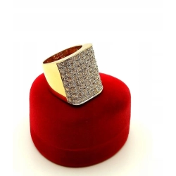 Złoty pierścionek sygnet szeroki z Diamentami 3,5ct Pr.750 W:20,12gr r.20