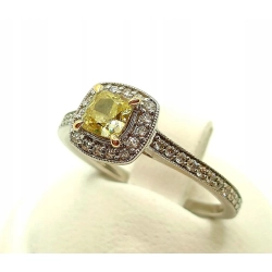 Złoty pierścionek żółty Brylant Diamenty Pr.750 W:3,36gr R.13