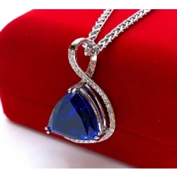 Złoty naszyjnik 18K i 9K Diamenty 38szt 0,76ct Tanzanit 28,86ct
