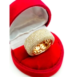 złoty pierścionek szeroki z diamentami 475szt 3,11ct Pr.750 W:11,66gr R:17