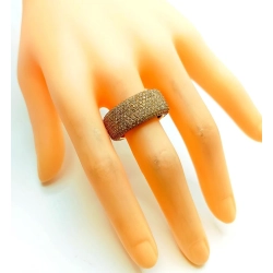 złoty pierścionek szeroki z diamentami 475szt 3,11ct Pr.750 W:11,66gr R:17