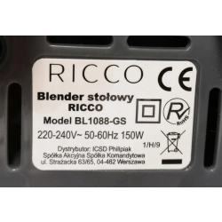 RICOO BLENDER STOŁOWY BL1088-GS 150W NÓWKA