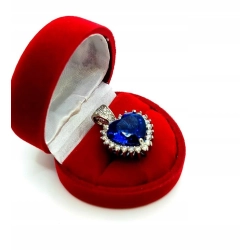 Złoty naszyjnik Serce Tanzanit i damienty 1,03ct Pr.750 W:23,60gr dł 60cm
