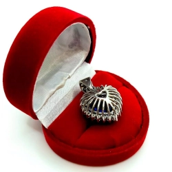 Złoty naszyjnik Serce Tanzanit i damienty 1,03ct Pr.750 W:23,60gr dł 60cm