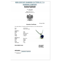 Złoty naszyjnik Serce Tanzanit i damienty 1,03ct Pr.750 W:23,60gr dł 60cm