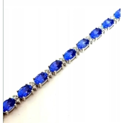 Złota bransoletka Tanzanity i Diamenty 0,35ct Pr.585 W:9,24gr 19cm