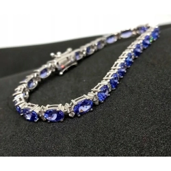 Złota bransoletka Tanzanity i Diamenty 0,35ct Pr.585 W:9,24gr 19cm