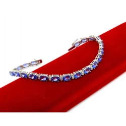 Złota bransoletka Tanzanity i Diamenty 0,35ct Pr.585 W:9,24gr 19cm