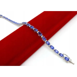 Złota bransoletka Tanzanity i Diamenty 0,35ct Pr.585 W:9,24gr 19cm