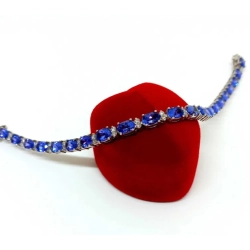 Złota bransoletka Tanzanity i Diamenty 0,35ct Pr.585 W:9,24gr 19cm