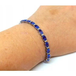 Złota bransoletka Tanzanity i Diamenty 0,35ct Pr.585 W:9,24gr 19cm