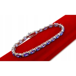 Złota bransoletka Tanzanity i Diamenty 0,35ct Pr.585 W:9,24gr 19cm