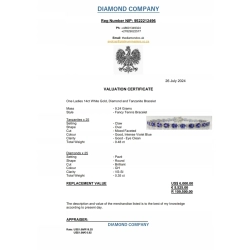 Złota bransoletka Tanzanity i Diamenty 0,35ct Pr.585 W:9,24gr 19cm