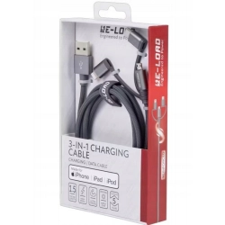 Kabel RE-LOAD USB - USB typ C / microUSB / Lightning 1,5 m szary