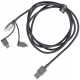 Kabel RE-LOAD USB - USB typ C / microUSB / Lightning 1,5 m szary