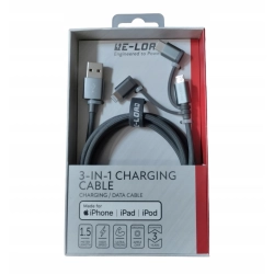 Kabel RE-LOAD USB - USB typ C / microUSB / Lightning 1,5 m biały